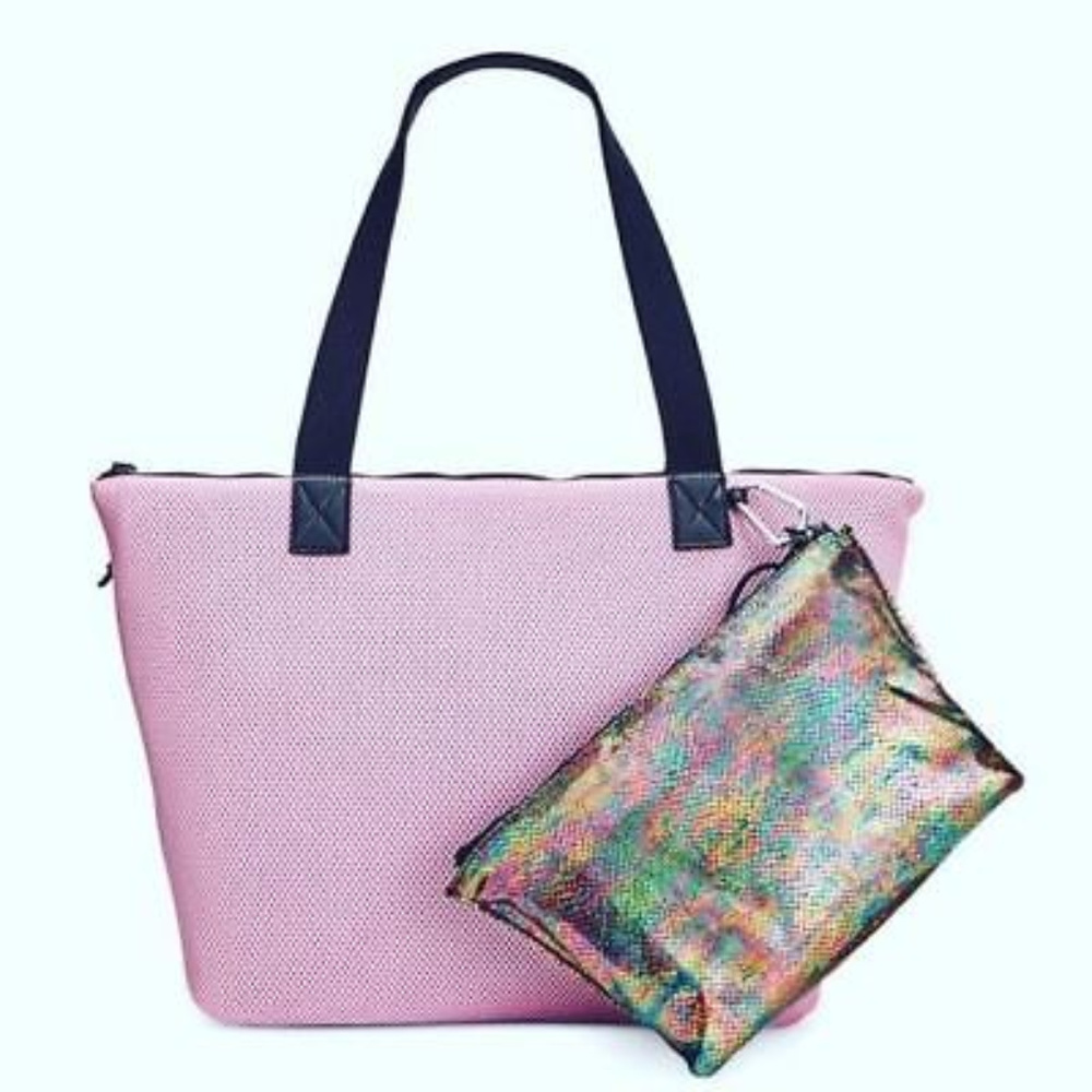 Ideology Womens Mesh Faux Trim Tote With pouch